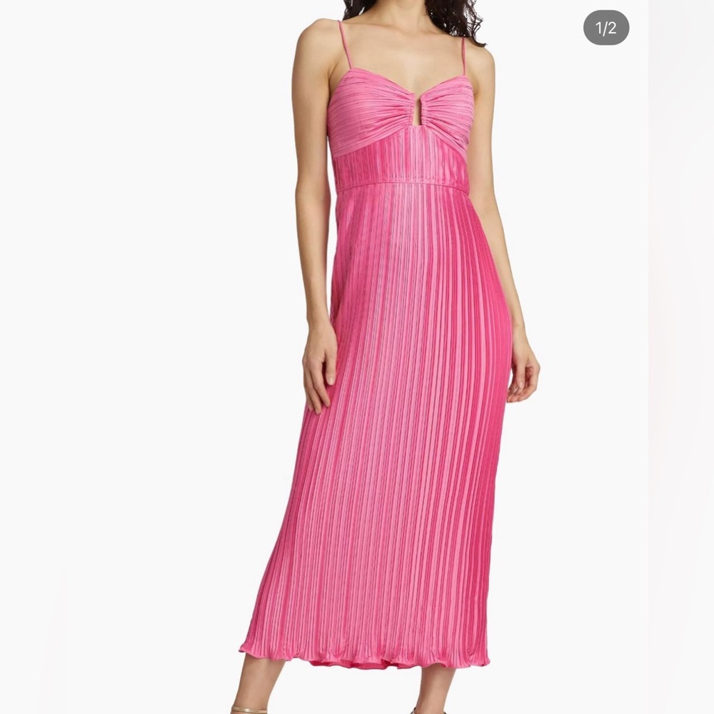 AMUR Dannie pleated midi dress